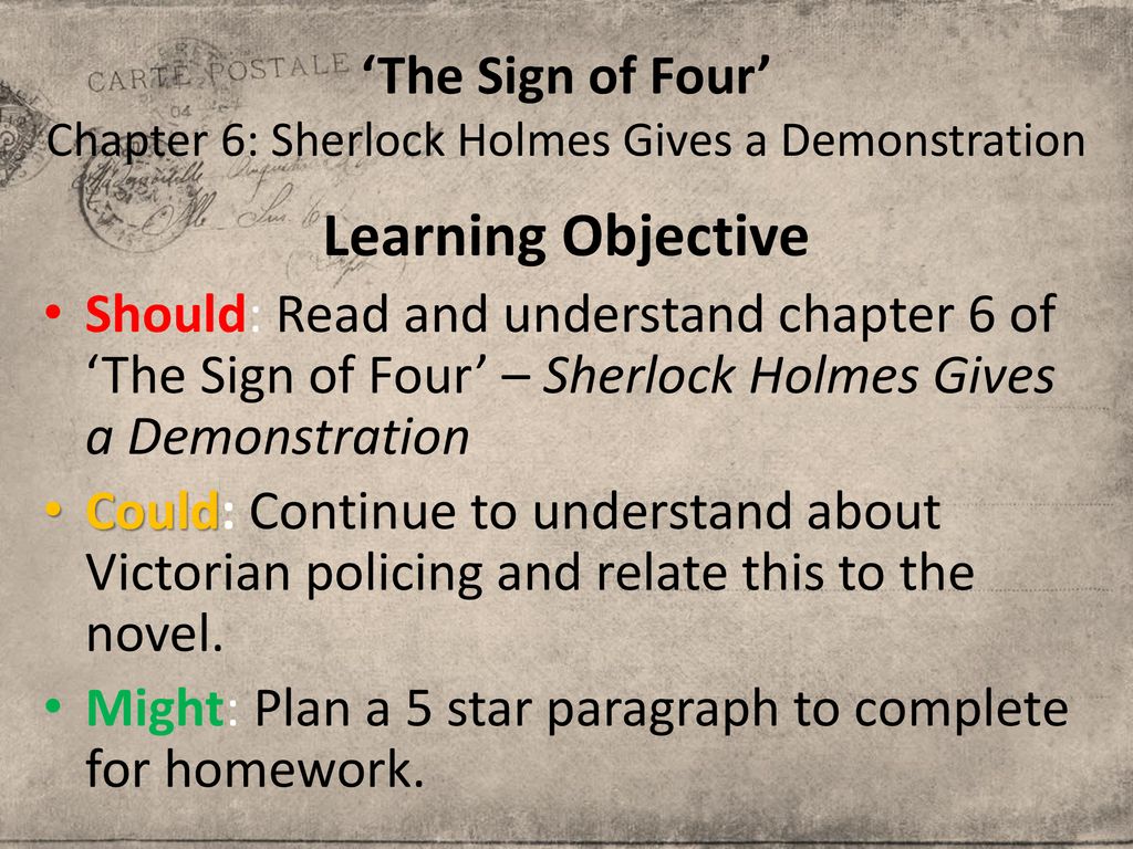 The Sign of Four' Chapter 6: Sherlock Holmes Gives a Demonstration - ppt  download