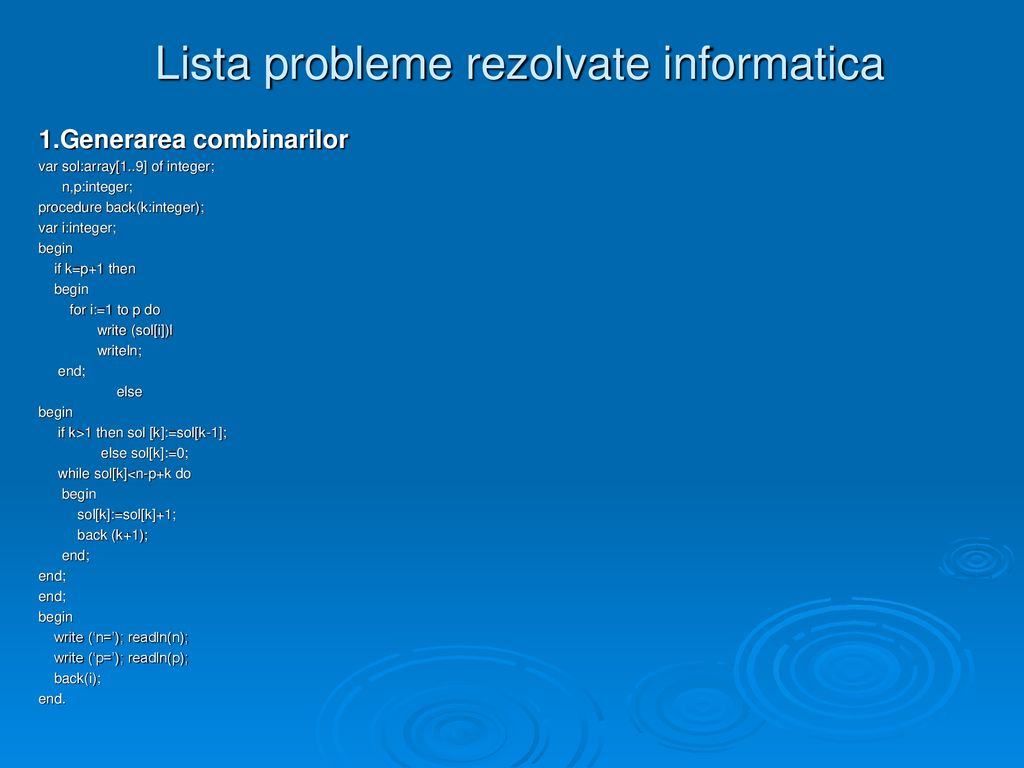Lista probleme rezolvate informatica - ppt download