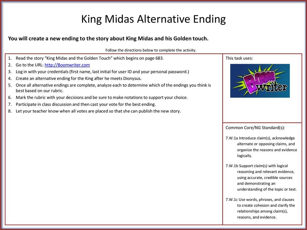 King Midas' Golden Touch Character Map Storyboard