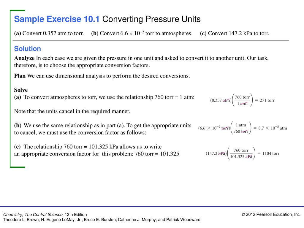 Sample Exercise 10.1 Converting Pressure Units - ppt download