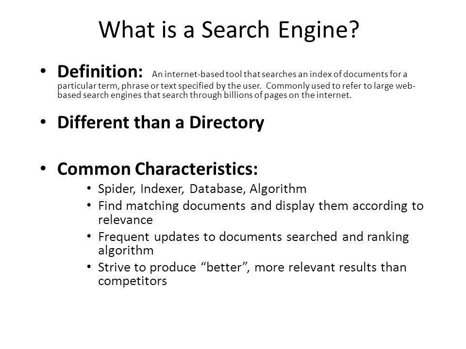 characteristics of search engine