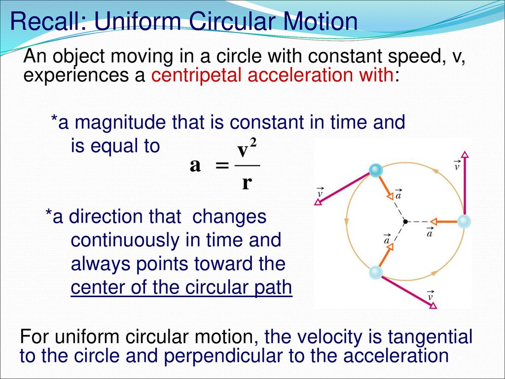 Recall: Uniform Circular Motion - ppt download