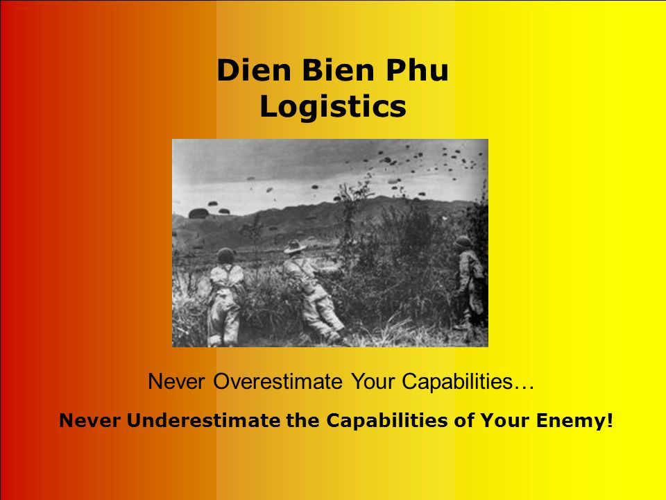 Dien Bien Phu Logistics Never Underestimate the Capabilities of Your Enemy! Never Overestimate Your Capabilities… - ppt download