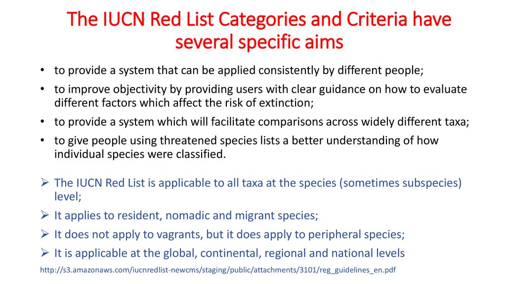 Eftermæle lidenskabelig vegetation The IUCN Red List Categories and Criteria have several specific aims - ppt  download