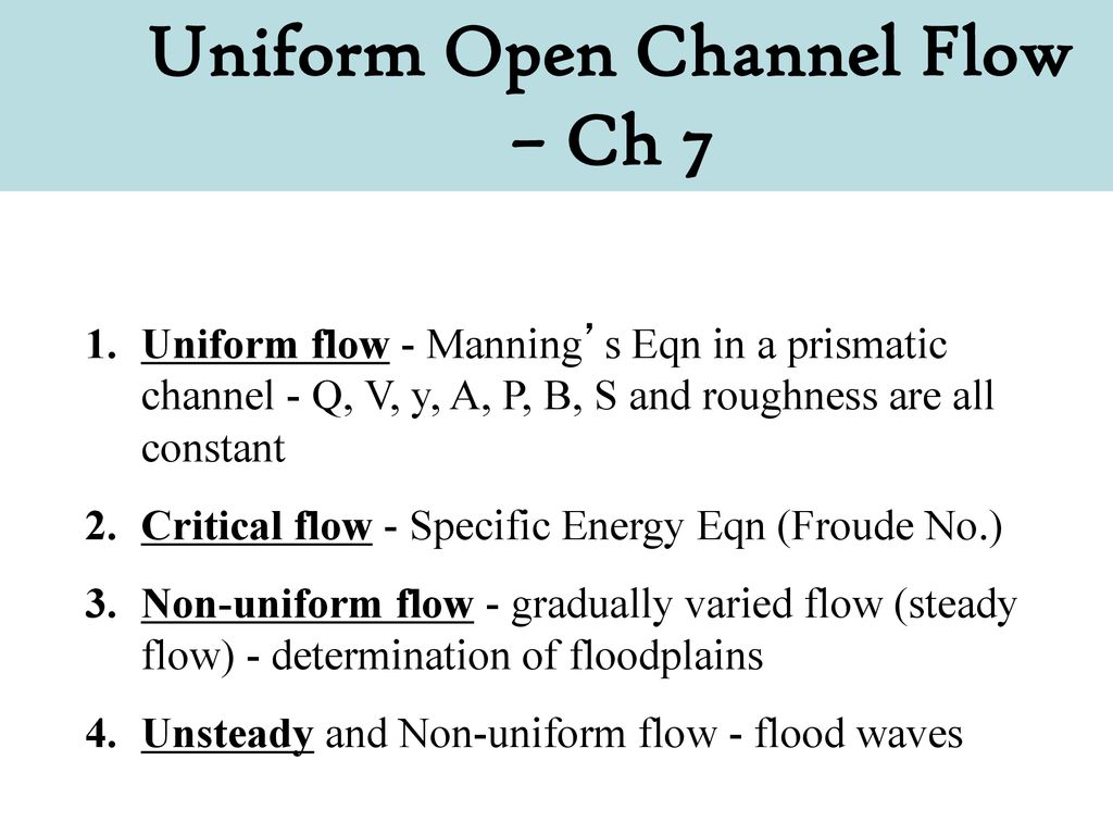 Uniform Open Channel Flow Ch 7 Ppt Download