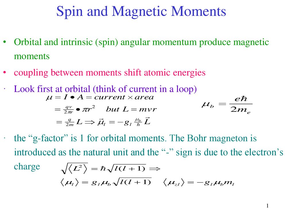 Spin and Magnetic Moments - ppt download