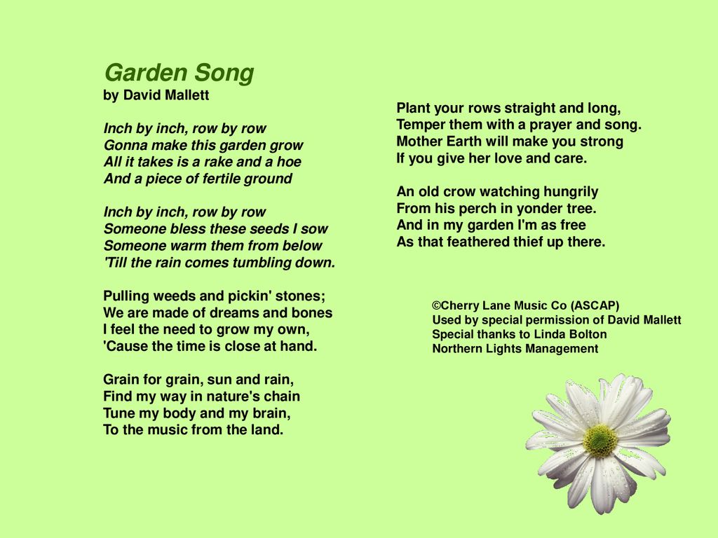 Garden Song by David Mallett Inch by inch, row by row - ppt download