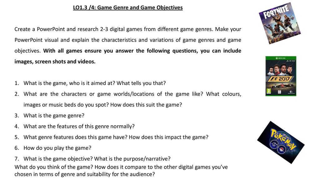 Game genre overview