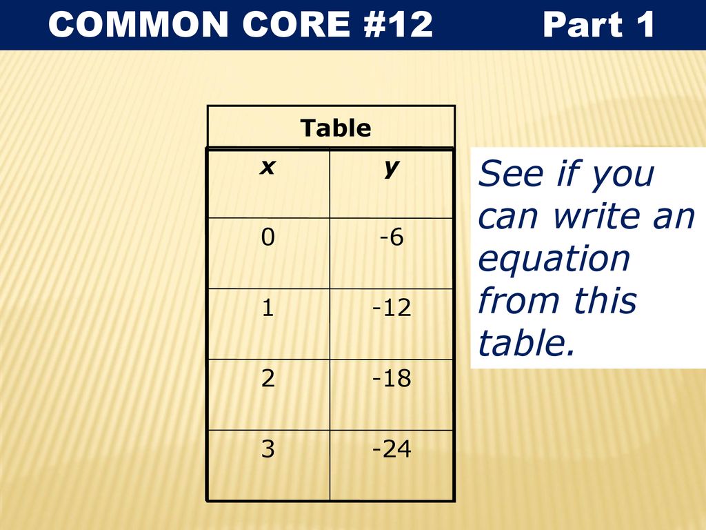 See if you can write an equation from this table. - ppt download