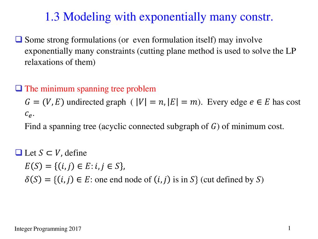 1 3 Modeling With Exponentially Many Constr Ppt Download