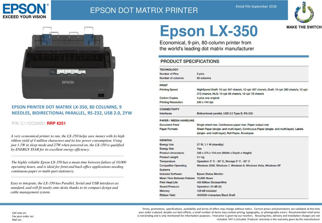 EPSON DOT MATRIX PRINTER - ppt download