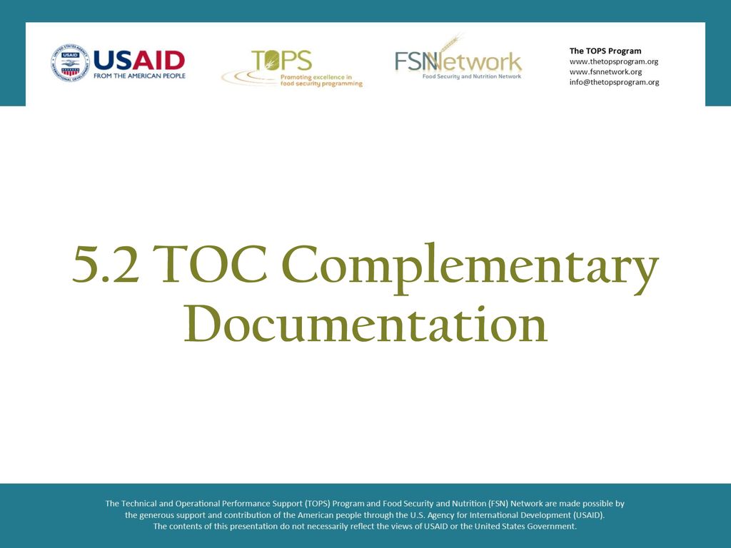 USAID Technical, Operational, and Program Support (TOPS