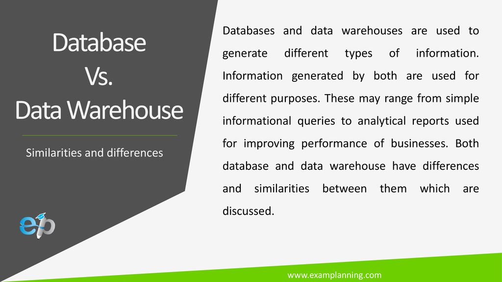 Database Vs. Data Warehouse - ppt download