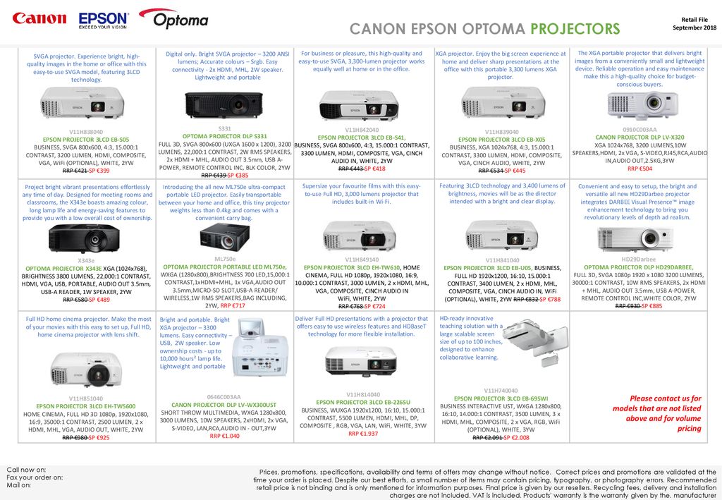 CANON EPSON OPTOMA PROJECTORS - ppt download