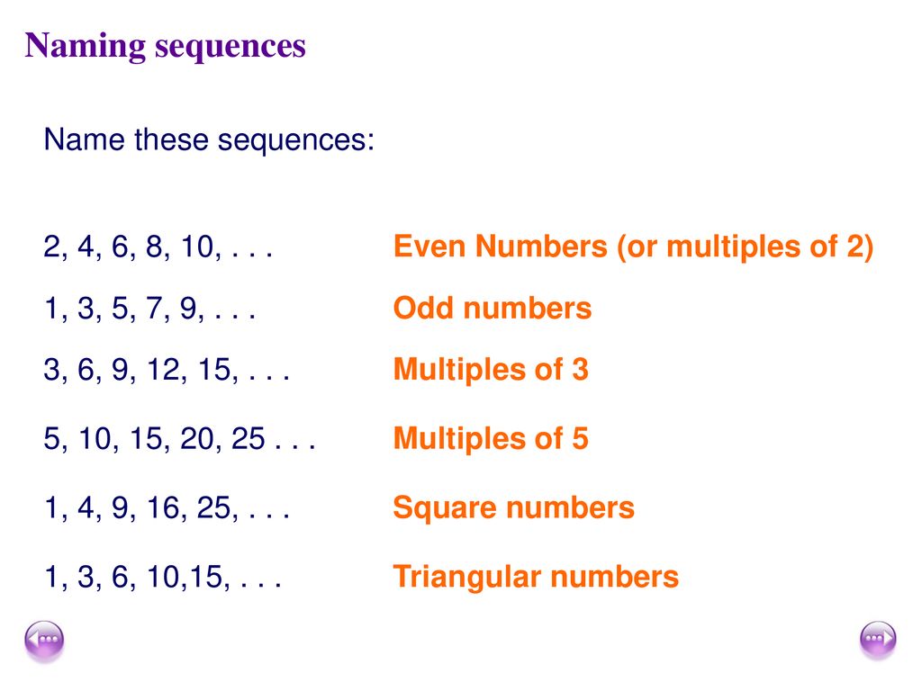 What is the 2 4 6 8 10 sequence called?