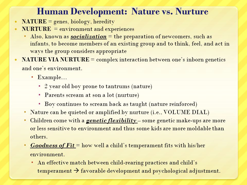 examples of nurture in child development