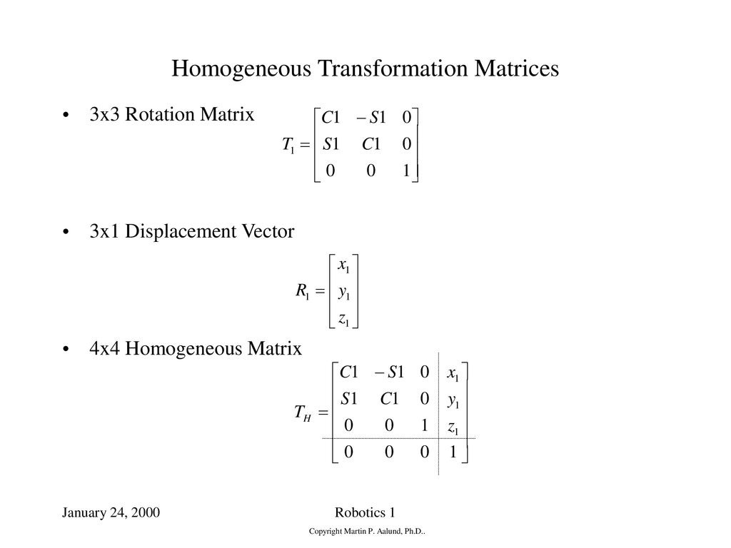 Homogeneous Transformation Matrices - ppt download