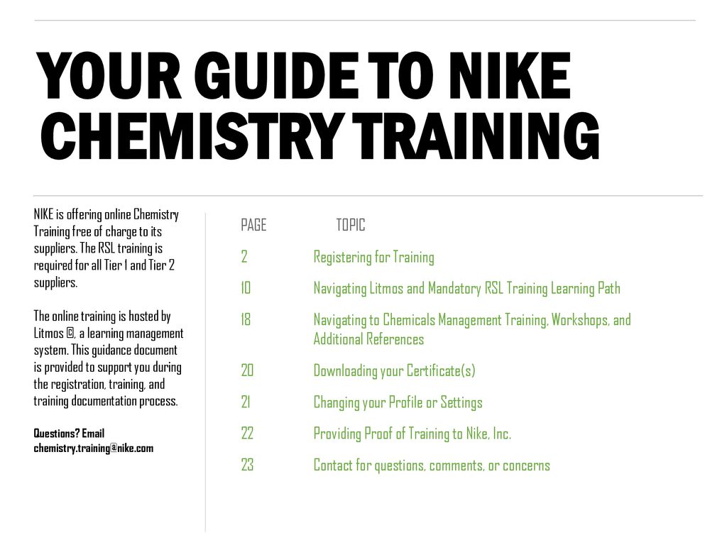 Zie insecten Professor De volgende YOUR GUIDE TO NIKE CHEMISTRY TRAINING PAGE TOPIC - ppt download