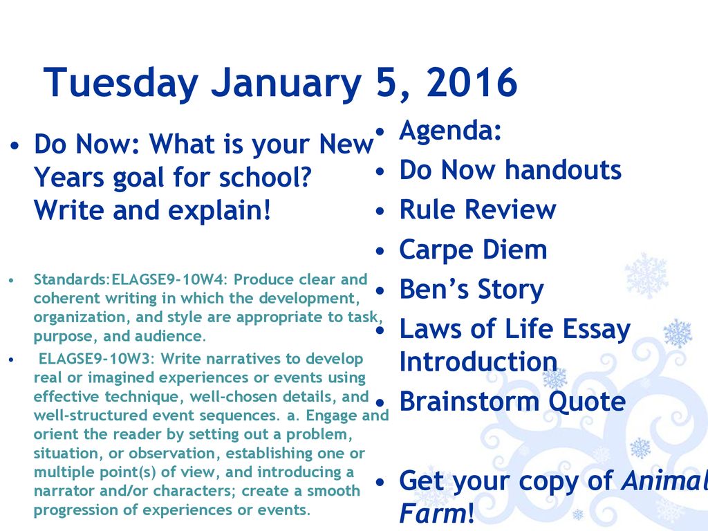 Aanpassen essence riem Tuesday January 5, 2016 Agenda: - ppt download