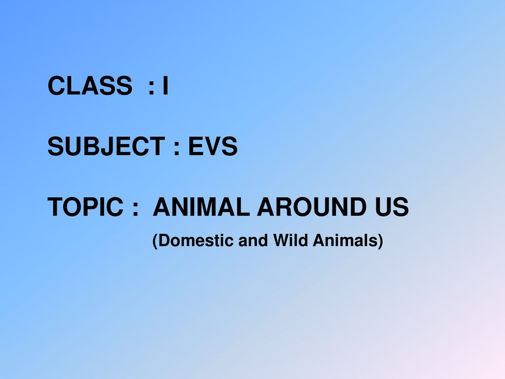 CLASS : I SUBJECT : EVS TOPIC : ANIMAL AROUND US - ppt download