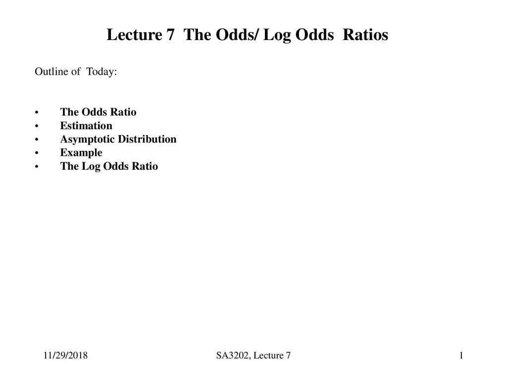 Lecture 7 The Odds Log Odds Ratios Ppt Download