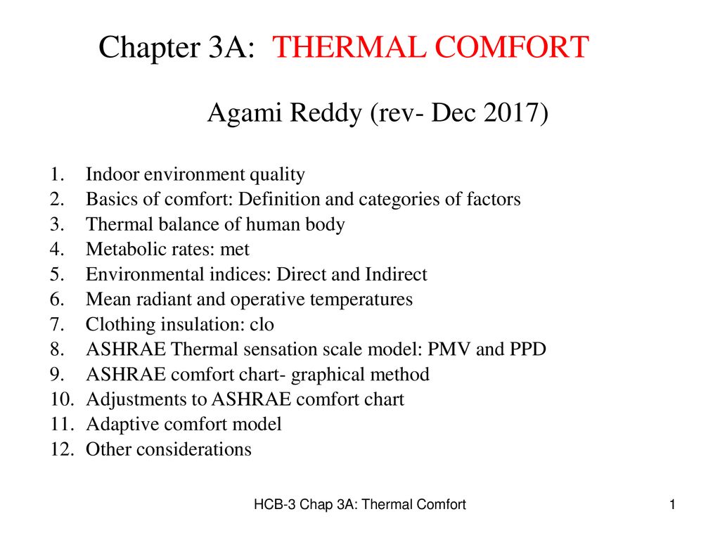 Chapter 3A: THERMAL COMFORT - ppt download