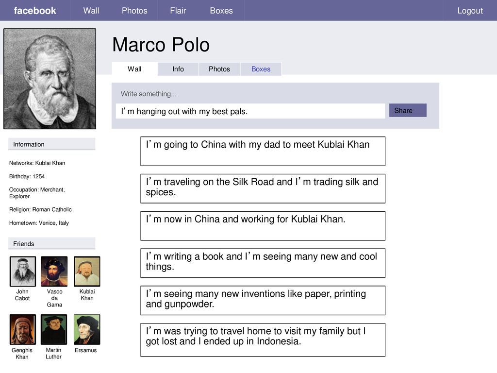 Marco Polo facebook I'm going to China with my dad to meet Kublai Khan -  ppt download