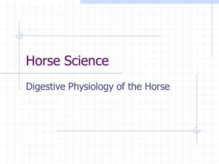 Horse Science Digestive Physiology of the Horse. The Digestive Tract Horses are non-ruminant herbivores Horses are able to utilize large amounts of roughage.
