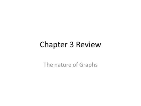 Chapter 3 Review The nature of Graphs.