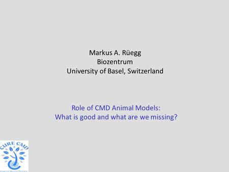 Role of CMD Animal Models: What is good and what are we missing? Markus A. Rüegg Biozentrum University of Basel, Switzerland.