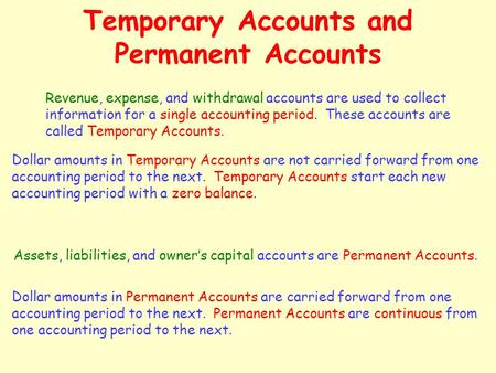 Temporary Accounts and Permanent Accounts