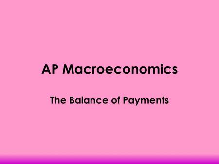 AP Macroeconomics The Balance of Payments. Balance of Payments Measure of money inflows and outflows between the United States and the Rest of the World.
