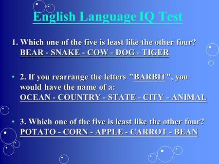 English Language IQ Test