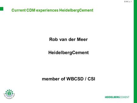 Current CDM experiences HeidelbergCement