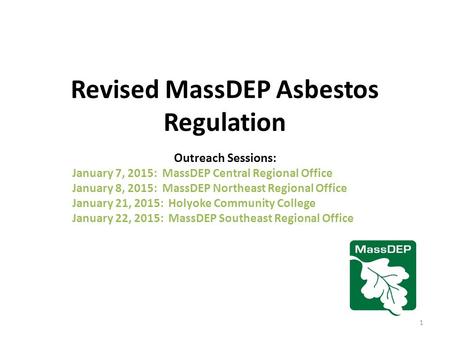 Revised MassDEP Asbestos Regulation