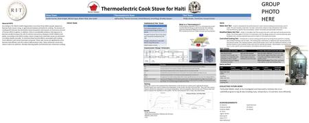 Thermoelectric Cook Stove for Haiti TESTS Water Boil Test – a test to characterize the performance of a cook stove by boiling and simmering a pot of water.