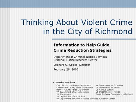 Thinking About Violent Crime in the City of Richmond