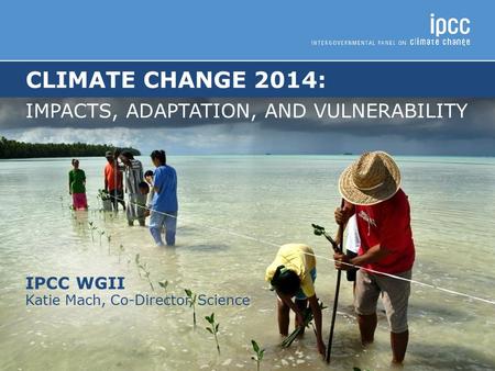 CLIMATE CHANGE 2014: IMPACTS, ADAPTATION, AND VULNERABILITY Katie Mach, Co-Director, Science IPCC WGII.