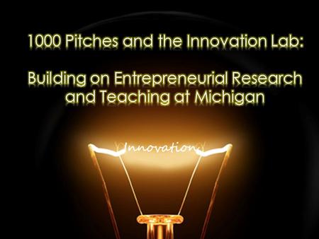 Our Research Goals Explore the underlying structure of innovative ideas in 1000 Pitches Competition through statistical analysis Create research-backed.