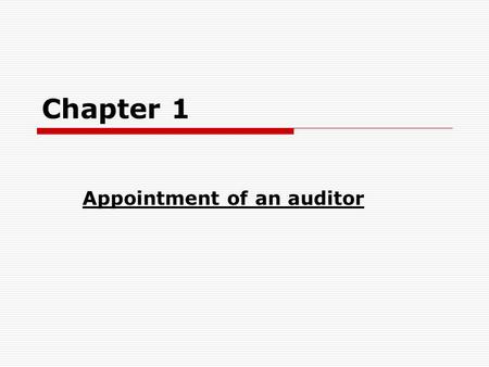 Appointment of an auditor