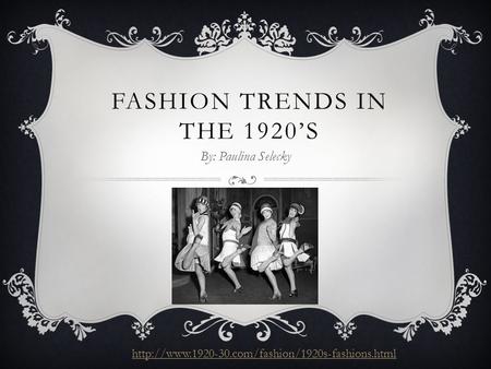 Fashion trends in the 1920’s