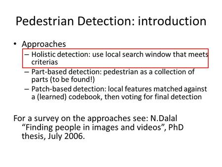 Pedestrian Detection: introduction