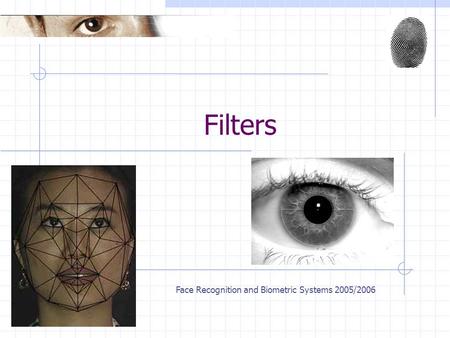 Face Recognition and Biometric Systems 2005/2006 Filters.