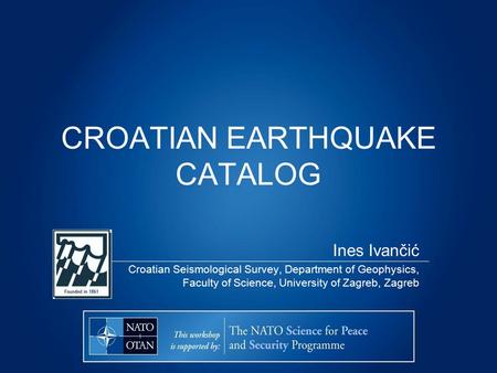 CROATIAN EARTHQUAKE CATALOG