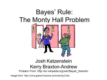 Bayes’ Rule: The Monty Hall Problem Josh Katzenstein Kerry Braxton-Andrew Problem From:  Image from: