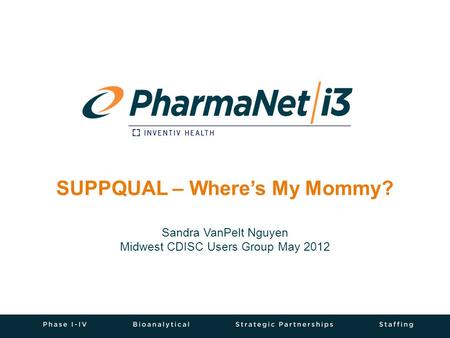 SUPPQUAL – Where’s My Mommy? Sandra VanPelt Nguyen Midwest CDISC Users Group May 2012.