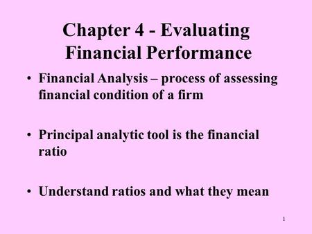 Chapter 4 - Evaluating Financial Performance