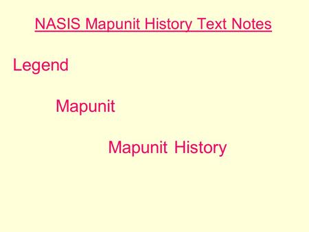 NASIS Mapunit History Text Notes Legend Mapunit Mapunit History.