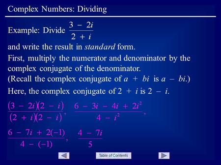 Complex Numbers: Dividing