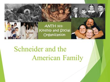 Schneider and the American Family. The Symbols of American Kinship  Unconscious, underlying metaphors for how we think about the world  What is a relative?